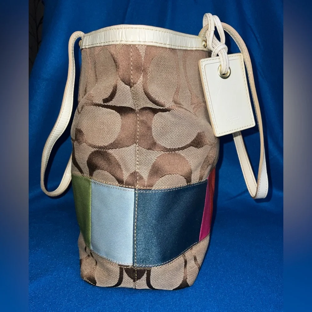 Coach Legacy multi stripe tote bag EUC.
